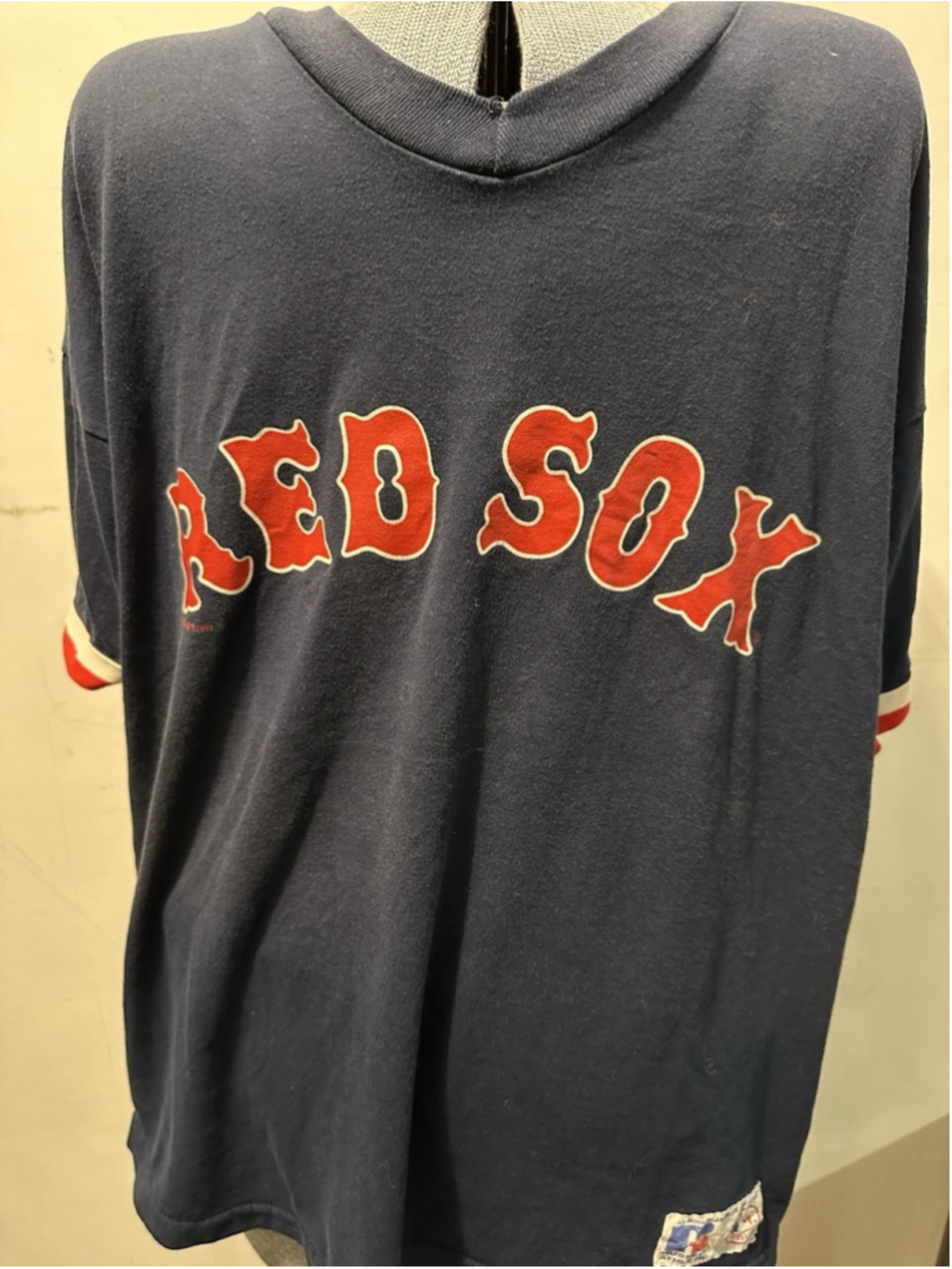 Vintage Boston Red Sox T Shirt Russell Athletic XL Genuine Merchandise Striped V